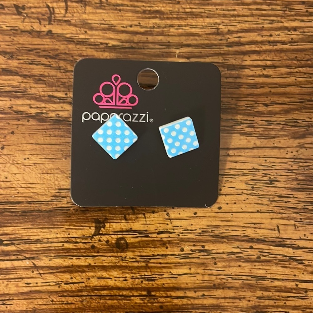 Paparazzi Blue and White Polka Dot Earrings